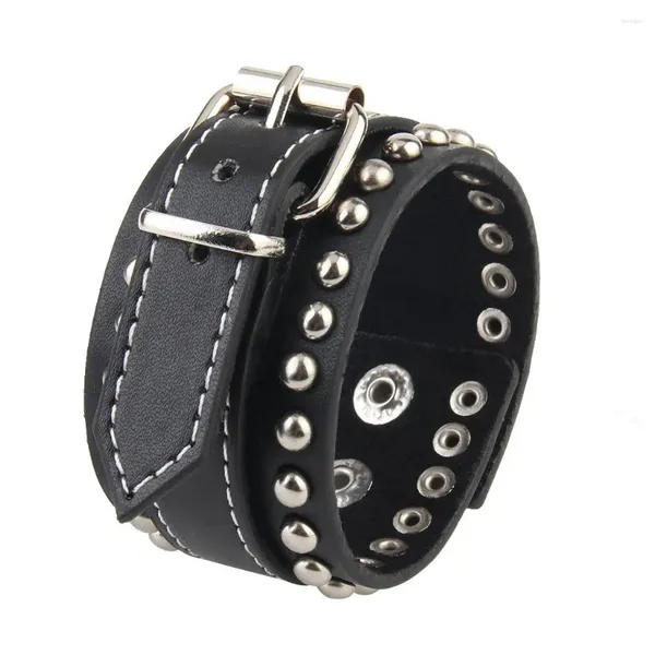 Braccialetti di braccialetti in pelle vintage con cinturino rotondo con cuffia punk