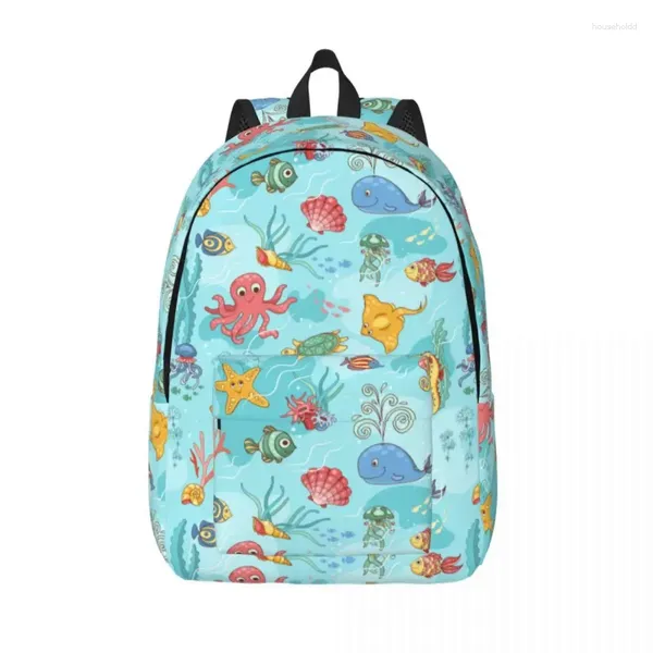 Aufbewahrungstaschen, Meeresleben, Seestern, Qualle, Oktopus, Cartoon-Rucksack für Vorschul-Schultasche, Studenten, Ozean-Kreaturen, Tiere, Büchertasche für Kinder