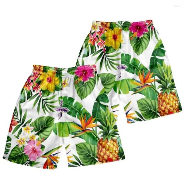 Pantaloncini da uomo stile hawaiano fenicottero Palma Monstera Cargo Flower unisex streetwear casual palestra fitness casa sport abbigliamento da uomo