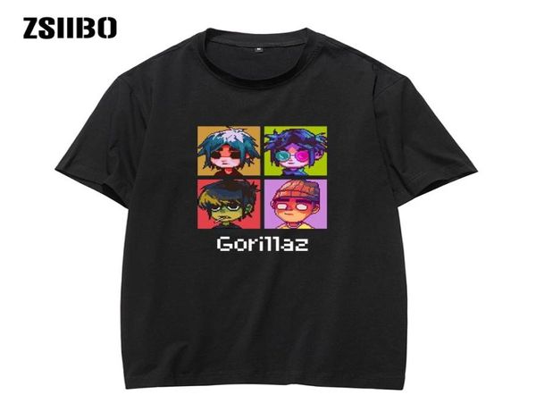 Gorillaz erkek tişört anime Men039s gömlek kısa kollu komik tshirt erkekler erkek üstleri tees rock band camiseta kıyafetleri1898977