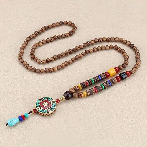 Collane con ciondolo Pietre naturali Etnico Nepal Gioielli Chians Buddha Perline Collana in rame Accessori Donna all'ingrosso