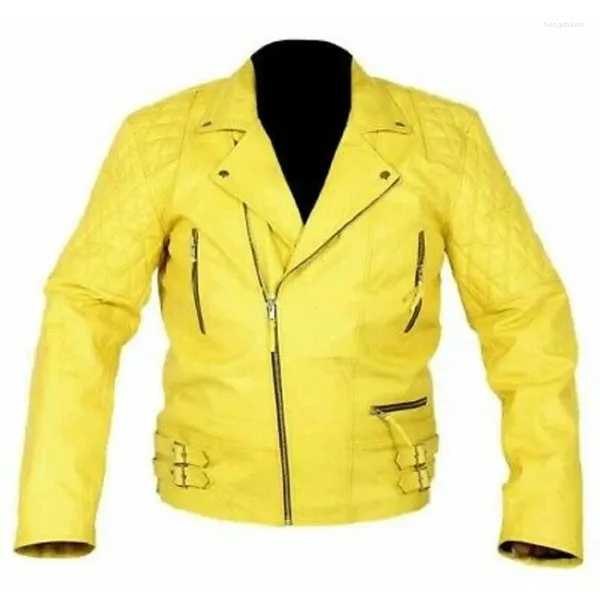 Erkek Ceketler Motosiklet Ceket Moda Trendleri için Gerçek Kuzu Halk Deri Deri