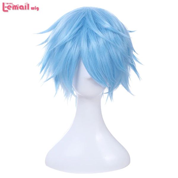 Perucas lemail peruca kuroko no basket tetsuya kuroko peruca cosplay 30cm curto luz azul masculino cabelo sintético perucas cosplay peruca