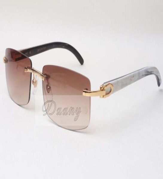 Ganze rahmenlose Sonnenbrille Brille 3524012 Natural Mix Ox Horn Männer und Frauen Sonnenbrille Brille Brillengröße 5618140m5083750