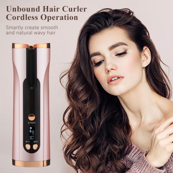 IRONS CURLE AUTOMATICO CANGLIATO AUTO CERAMIC AUTO CURLING WIRELESS CURLINO PROFESSIONE PROFESSIONE WAVER CRINGER BEACH WAVES BARLING WAND PORTATILE