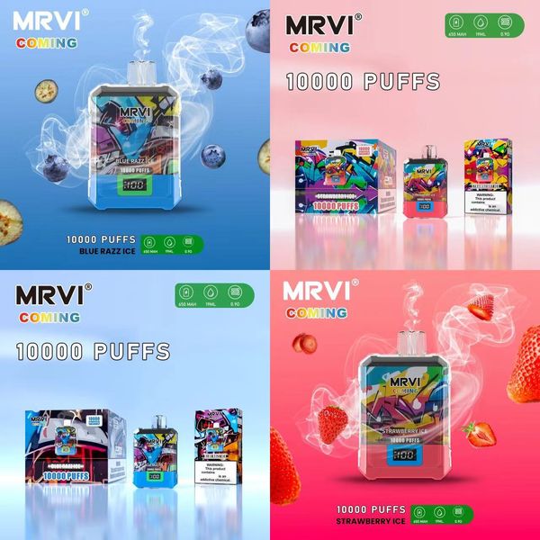 MRVI Chegando 10000 Puff 10k Bar Disponível Shisha Puff 10 Sabores 650mAh Bateria recarregável com tela de tela Cigarro