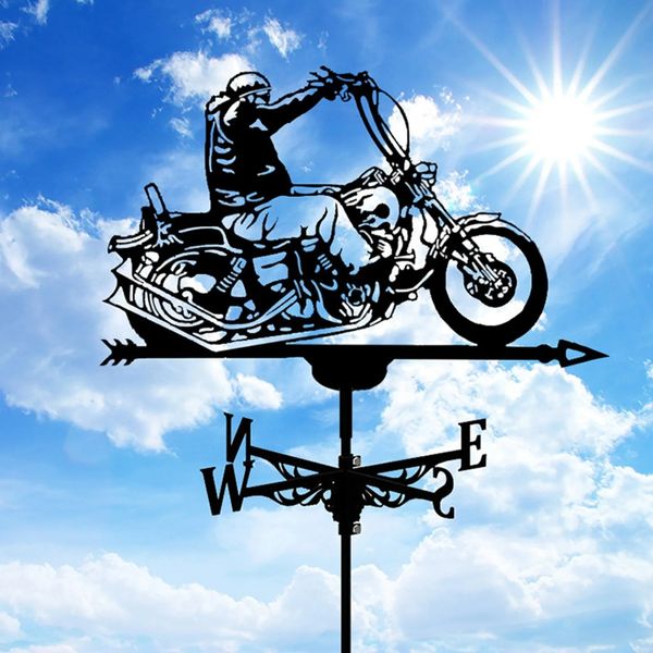 Metal tempo cata-vento girador de aço inoxidável europeu arte quintal decoração da motocicleta jardim weathervane fazenda cena estaca 240314