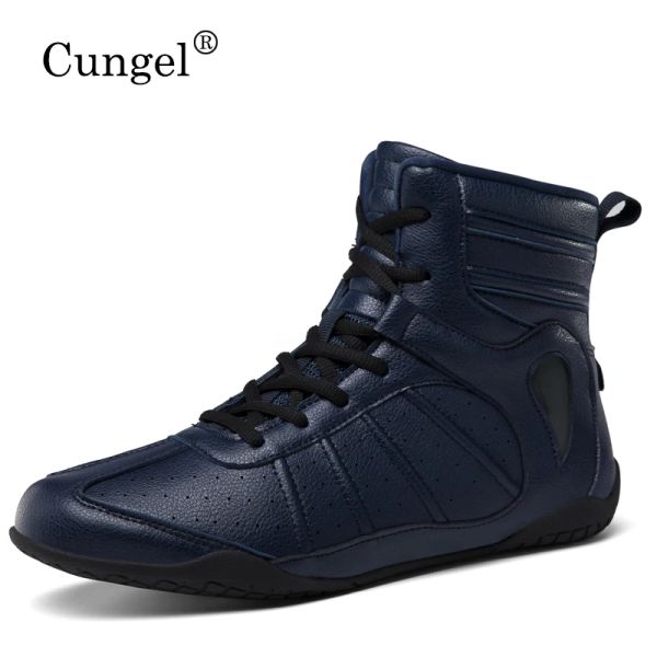 Sapatos profissionais unissex hightop wrestling sapatos boxe boots de treinamento de treinamento ao ar livre esportes respiráveis tênis vestíveis