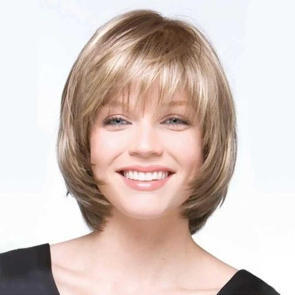 Parrucche sintetiche Donna Moda Bionda Fibra ad alta temperatura Parrucca per capelli corti lisci Parrucchino 240328 240327
