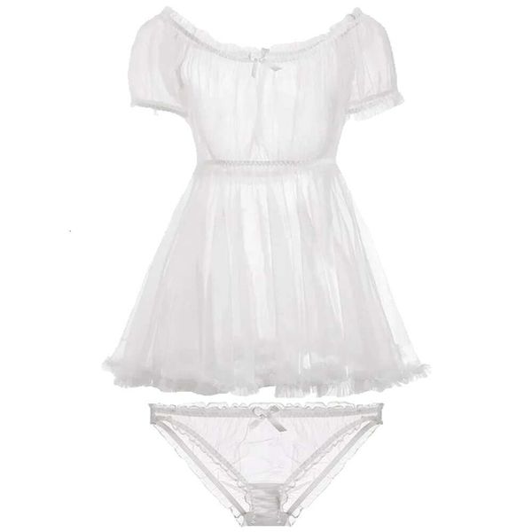 B Indumenti da notte da donna Kawaii Babydoll in pizzo Lingerie sexy Pamas Set per le donne Camicia da notte Tulle Tentazione Abito trasparente Erot235a