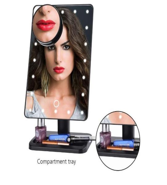 Comestic verstellbarer Kosmetikspiegel mit 10-facher Vergrößerung, Bluetooth-Lautsprecher, 20 LED-Leuchten, Make-up-Spiegel, Tisch-Make-up 7336873