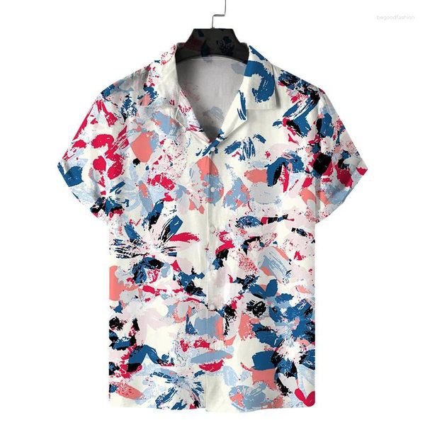 Erkekler Sıradan Gömlekler Patchwork Graphic için Giyim Giyim 3D Hawaiian Plajı Kısa Kol Y2K Üstler Vintage Giysileri Yoklu Bluz