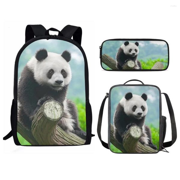 Рюкзак Harajuku Animal Panda 3D Print 3PCS/SET Студенческие школьные сумки для ноутбука для ланча Сумка для карандаша