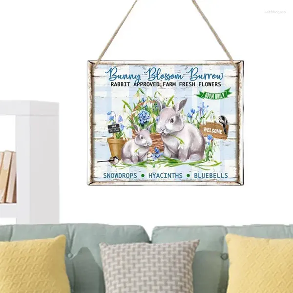 Decorazioni per feste Decorazioni Simpatico motivo a animali Buona Pasqua Portico con ciondolo Porta in legno Giorno per interni ed esterni