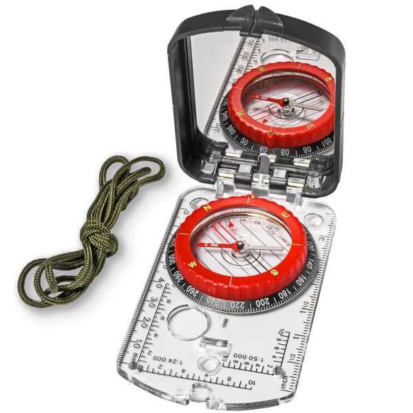 Kompass, militärischer Profi-Kompass mit Spiegel, hochpräzise, wasserdicht, leuchtende LED, magnetische Deklinationseinstellung, Kompass