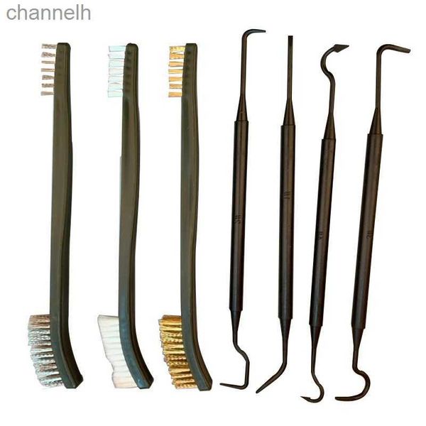 Outras ferramentas de limpeza doméstica Acessórios Universal Hunting Gun Brush Kit Steel Wire Tactical Rifle Pistol Tube Hook Picks Clean Set 240318