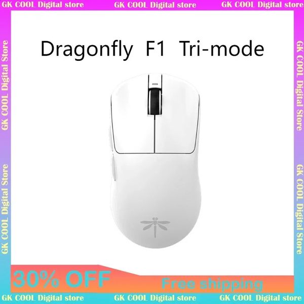 Rato Bluetooth sem fio Dragonfly PAW3395 Ratos Três Modos Multifuncional Design Leve Esports Gaming 240309