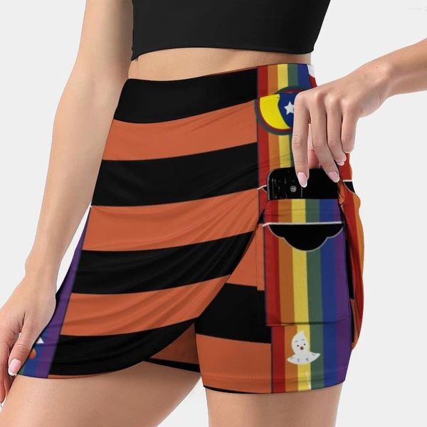 Saias Mork Camisa Mulheres Saia Mini Uma Linha Com Esconder Bolso Mindy Nanu Shazbot Suspensórios Arco-íris Palhaço Mão