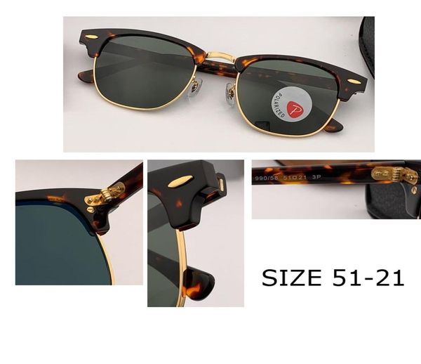 Top Quality Mens Club Polarized Sunglass UV Protection Master Sun Óculos para Mulheres Gafas Classic 51mm Lente de Vidro com Todos Accesso1936236