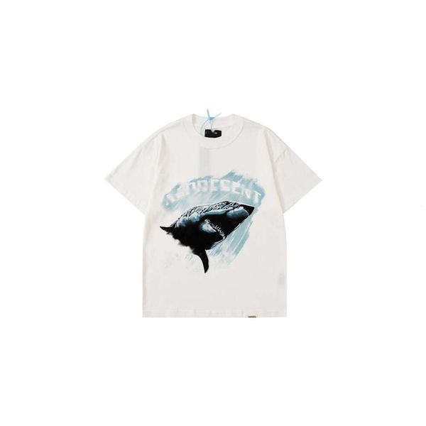 Толстовка с принтом «Большая белая акула» с коротким рукавом и круглым вырезом Футболка Ins Designer Мужская женская футболка Стираный пуловер Топ Летняя одежда DD7X