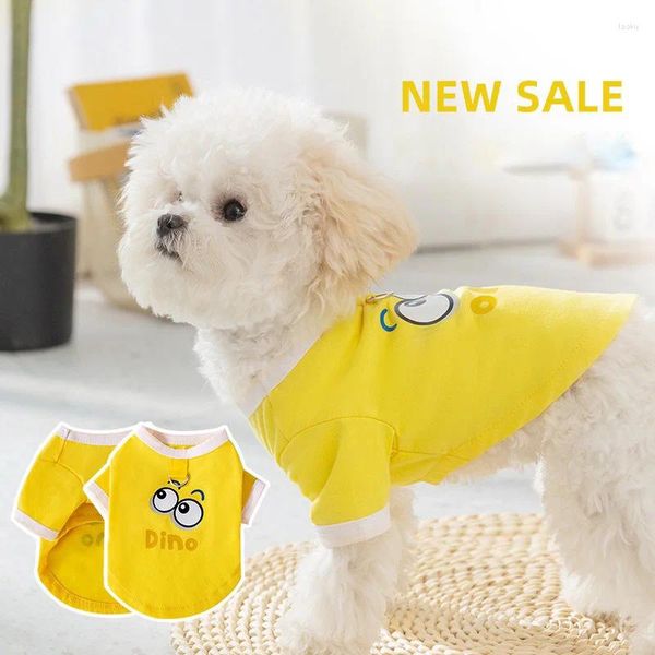 Hundebekleidung, zweibeiniges Tank-Top, gelbes T-Shirt mit großen Augen, Welpen-T-Shirt, Sommer-Haustier, niedliche Kleidung, Teddy-Pullover, Zubehör