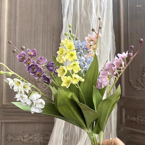 Flores decorativas flor artificial campânula de plástico decoração sala estar festa casamento fornecimento mesa vaso planta falsa