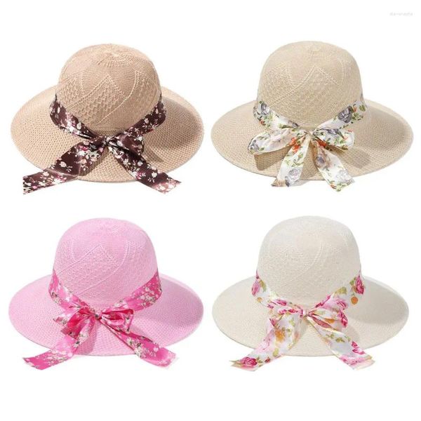 Hüte mit breiter Krempe für Damen, faltbar, tragbar, für Reisen, UV-Schutz, Strohhut, Strand, Sonnenblende
