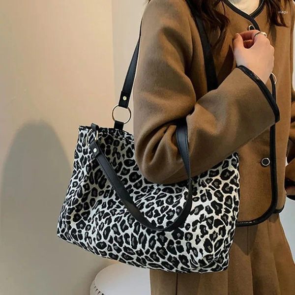 Umhängetaschen Mode Tote Einkaufen und Reisen Leinwand Frauen Handtaschen Große Kapazität Leopard