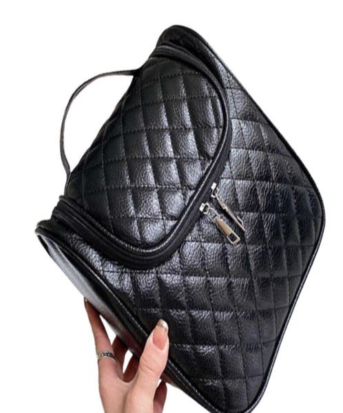 Mulher sacos moda xadrez bolsas na moda saco cosmético meninas maquiagem caixa de beleza armazenamento grande bolsa designer preto saco de lavagem 2109014187369