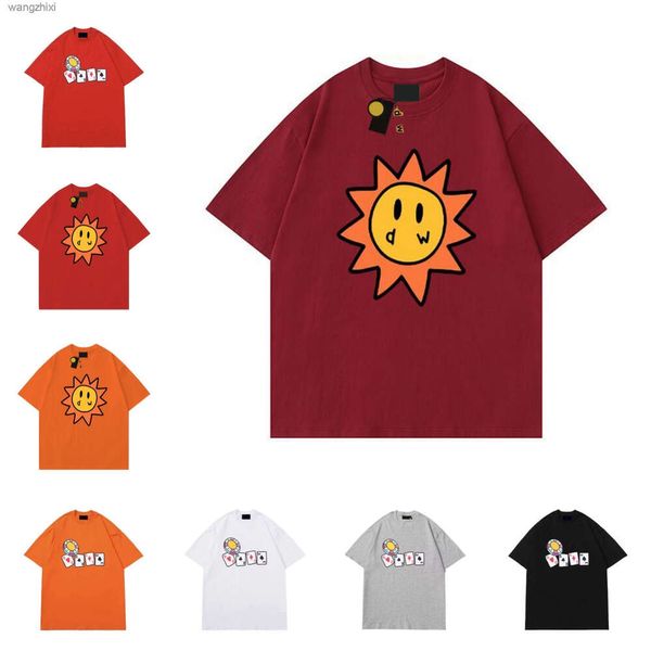 Männer Designer T-Shirt Smiley Sun Spielkarten T-Shirt Damen Grafikdruck T-Shirt Sommer Trend Kurzarm Freizeithemden High Street Drews House Großhandel