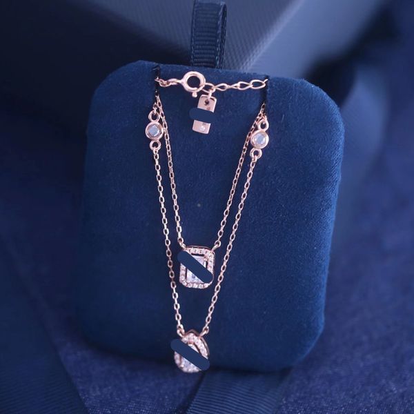 Designer Messik -Serie Anhänger Halsketten für Frauen S925 Silber 18k Roségold Geometrisch Diamant Schieber drei Diamant beliebter Schmuck Luxus Halskette Geschenk