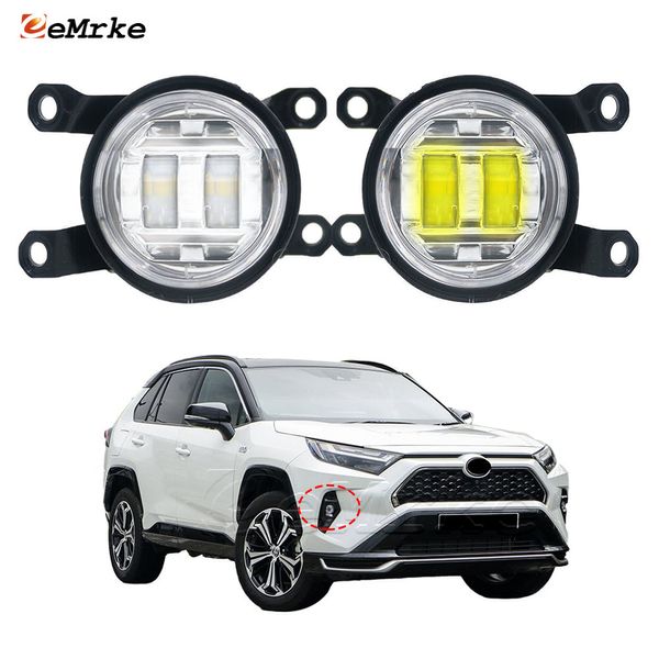 EEMRKE светодиодные автомобильные противотуманные фары в сборе для Toyota RAV4 MK5 XA50 Facelift 2022 2023 2024, противотуманные фары переднего бампера с линзами, DRL 30 Вт, 12 В, белые или желтые