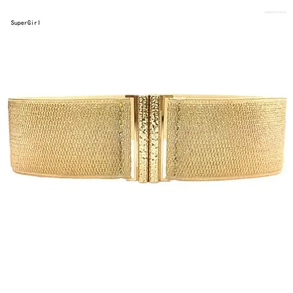 Gürtel Gold Korsett Breiter Taillengürtel Dekorativer Cincher Elastischer Waspie Glitzernd Für Damen