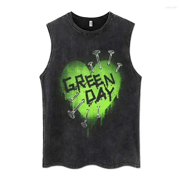 Erkek Tank Tops Erkek Yırtılmış Üst Sokak Giyim Hip Hop Kılıç Grafik Zincir Yelek Yaz Summer Sleacess Pamuk Spor UNISEX