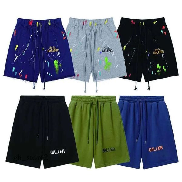 Calças masculinas gallerydept calças masculinas shorts designer galerias depts shorts casuais esportes 2023ss jato de tinta pintado à mão algodão jogger pant 903