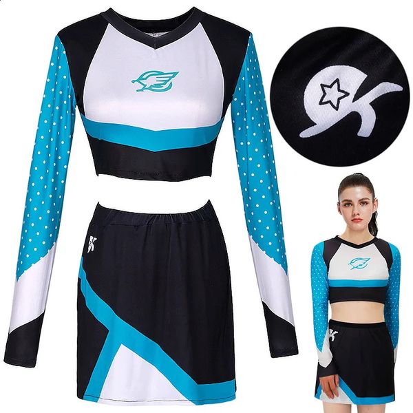 Uniforme da cheerleader a maniche lunghe Festival Performance sul palco Costume da donna Carnevale Cheerleader Completo sportivo Gonne da applauso 240305