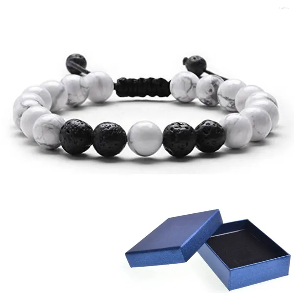 Strand 2024 moda pulseiras de pedra natural para mulheres homens tigre olhos contas yoga 8mm pulseira de tecelagem vulcânica