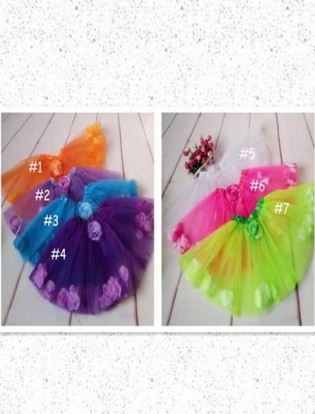 Saia tutu infantil de 2 camadas com pétalas de tule, saia tutu floral com laço de princesa para bebês meninas halloween laranja tutu4056220