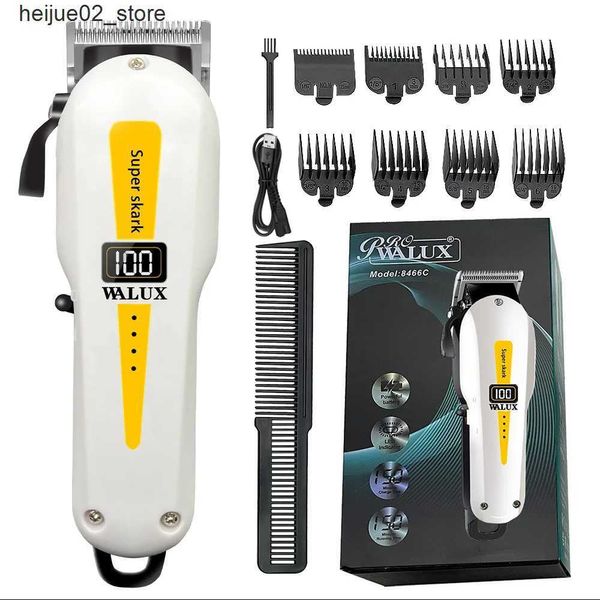 Barbeadores elétricos Máquina de cortar cabelo profissional Bateria de lítio Bateria de carregamento USB Trimmer Tela LCD Casa Mens Shaver Hair Clipper Q240318