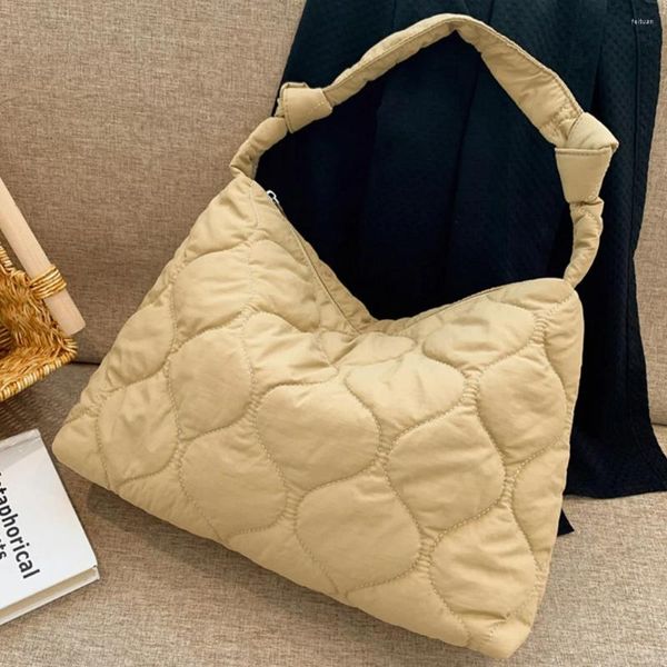 Borse a tracolla Borsa tote trapuntata da donna Borse gonfie di grande capacità Borsa casual leggera con cerniera Autunno Inverno Donna