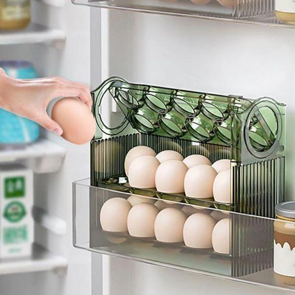 Kosmetiktaschen 30 Gitter Eieraufbewahrungsbox Fallhalter Große Kapazität Hühnerbehälter Transparent mit Griff für Kühlschrank