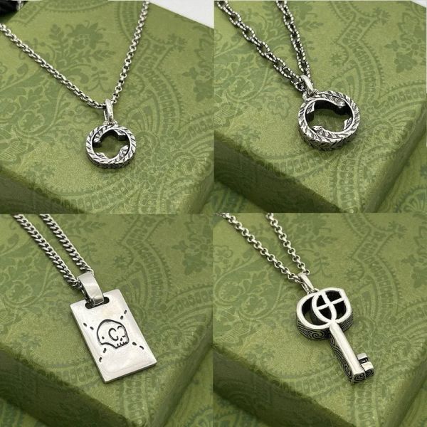 Gioielli di alta qualità Designer Collana Hiphop da uomo Catena in argento 925 Collane con ciondolo chiave da donna per uomo Teschio Tigre con lettera Gioielli Regalo di moda con scatola -7