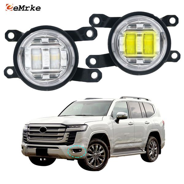 EEMRKE Gruppo fendinebbia a LED per auto per Toyota Land Cruiser 300 J30 2021 2022 2023 Fendinebbia paraurti anteriore con lente Guida DRL 30W 12V Bianco o Giallo