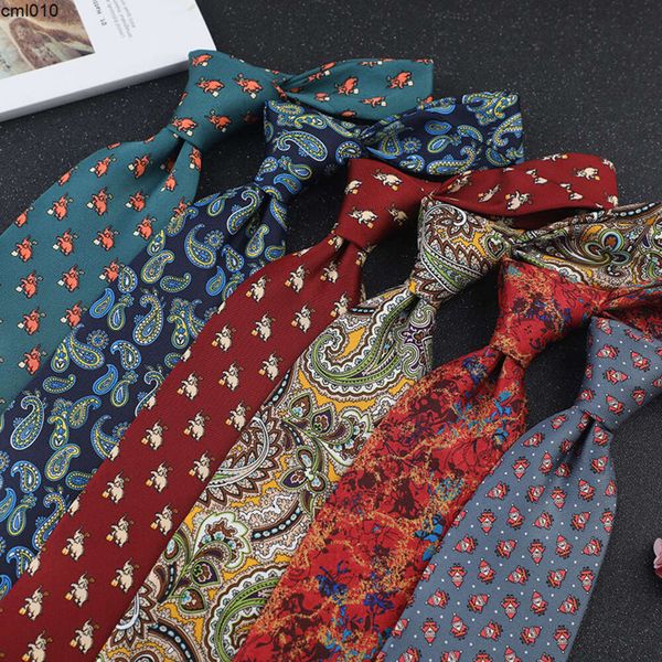 Designer gravata larga masculina impressa 9cm mão poliéster padrão casual moda camisa terno acessórios {categoria}