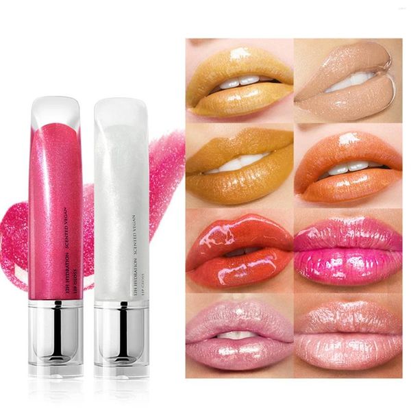 Lip Gloss Coloração Glitter Laca Líquida Pérola Luz Fina Espumante Esmalte Hidratante e Mancha de Bochecha Pêssego