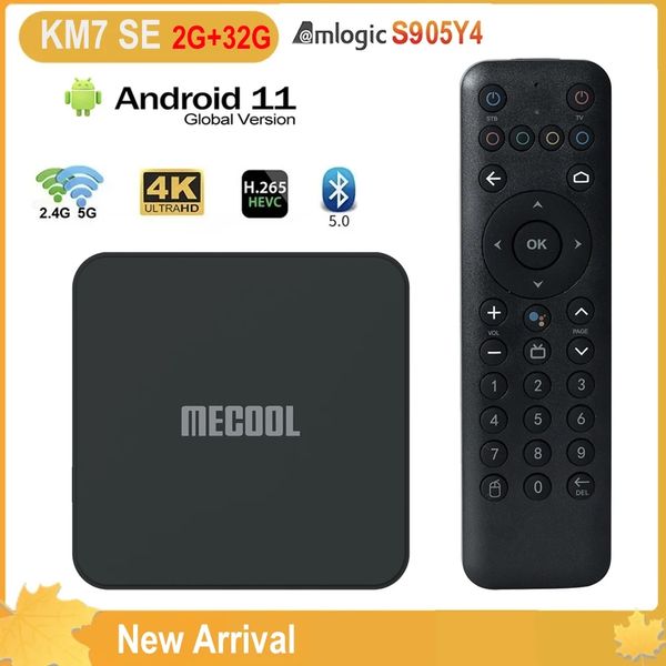 Mecool KM7 Se ATV S905Y4 2G 32G tv Box Certificato Google Smart Voice Remote 5G wifi Android 11.0 Streaming Smart Set Top Box