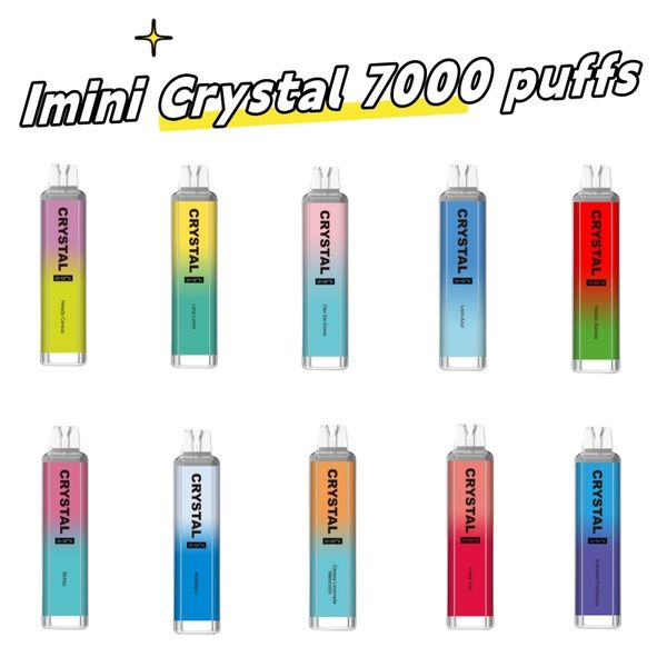 Imini Crystal Pro 7000 Puffs E Cigarros Descartáveis Max 1300mAh Bateria 0% 2% 3% 5% Capacidade 16ml com 8000 9000 Puffs Extra Vape Pen 100% Vapores de Qualidade Atacado Kit Caneta