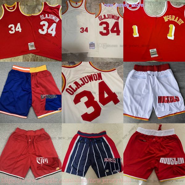 Ricamo classico retrò autentico 1993-94 Pallacanestro 34 maglie HakeemOlajuwon Retro rosso 2004-05 1 maglia TracyMcGrady 2004 all-star Sport traspirante di alta qualità