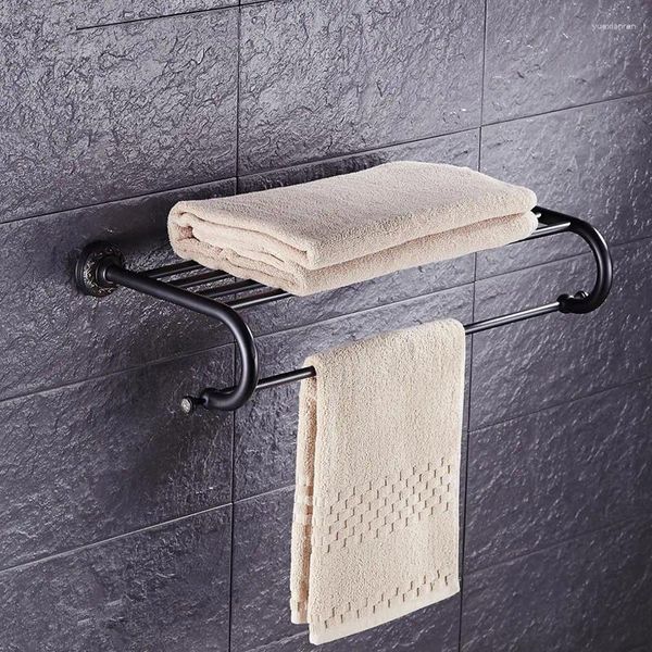 Rubinetti per lavandino del bagno Portasciugamani europeo Semplice pendente retrò in rame nero bronzo