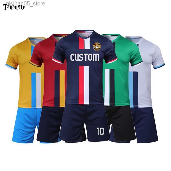 Трикотажные изделия Мужская детская футбольная майка по индивидуальному заказу, пустая сублимационная форма для футбольной команды, летняя рубашка и шорты, комплект Q240318